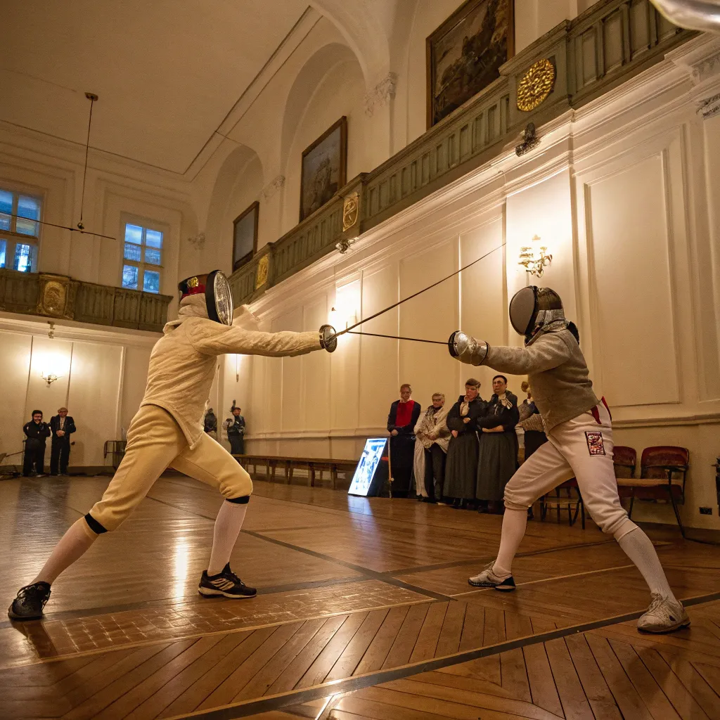 Historical fencing scene
